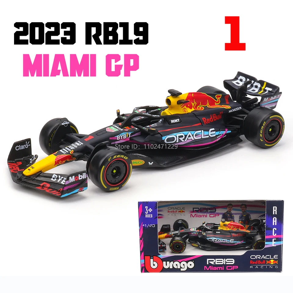 Bburago 1:43 F1 Red Bull Racing TAG Heuer RB19 Miami GP 2023 #1