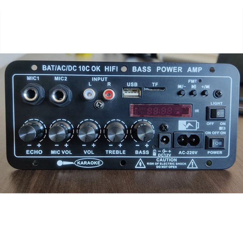 블루투스 오디오 앰프, 30-120W 서브우퍼 듀얼 마이크 AMP 모듈, 스피커 디스플레이 포함, 12 V, 24V, 220V, EU 플러그