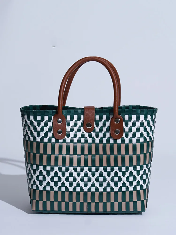 JNMC Handmade Woven Women's Fashionable And Minimalist Buckle Shopping Handbag