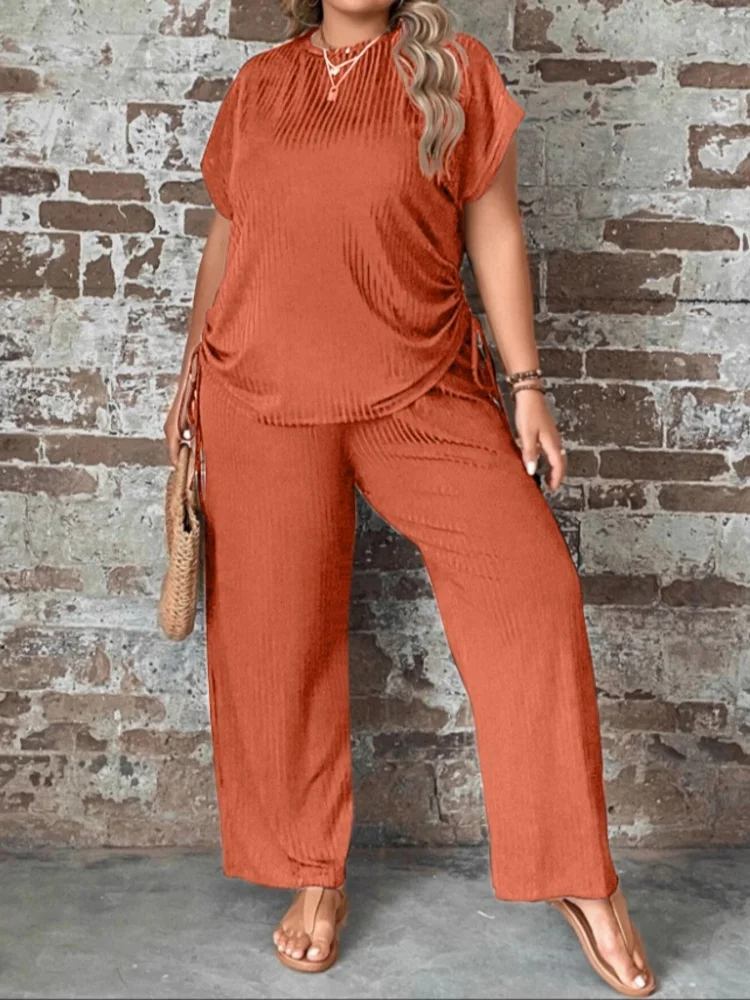 Wmstar Two Piece Set Women Wholesale Woman Plus Size for Spring Summer Casual Fashionable Round Neck Multi Color Loose 2025