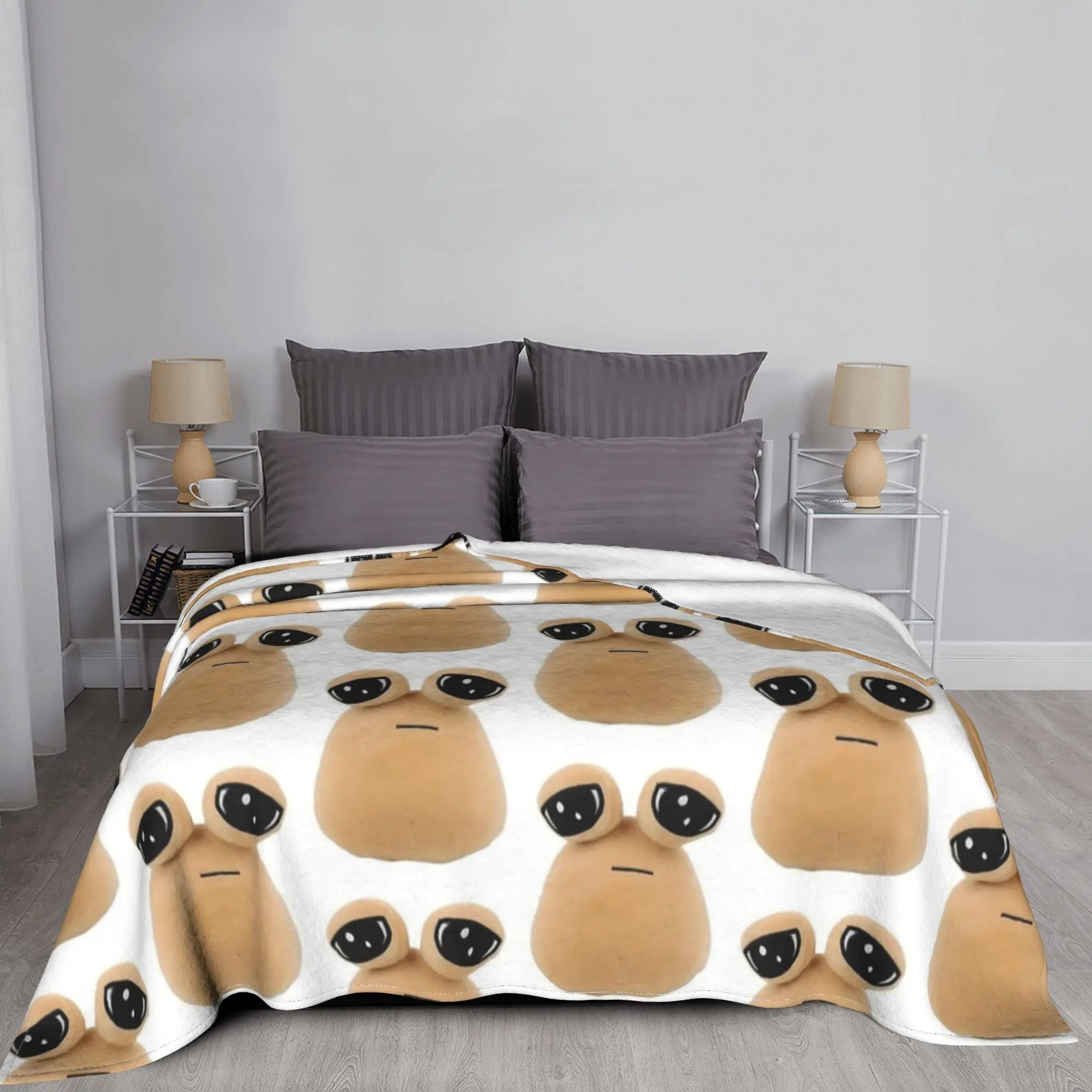 My Pet Alien Pou Flannel Throw Blanket Cute Cartoon Blanket for Bedding Car Super Warm Bedspread 4