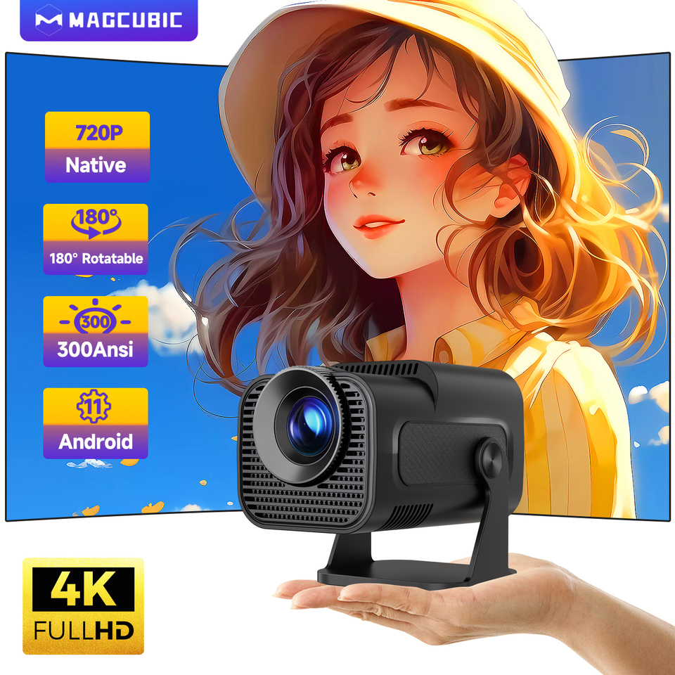 Magcubic HY320 Mini Newly Native 720P Android 11 4K Projector 300ANSI Wifi6 BT5.0 Cinema Outdoor Portable 180Â° Rotable Projector