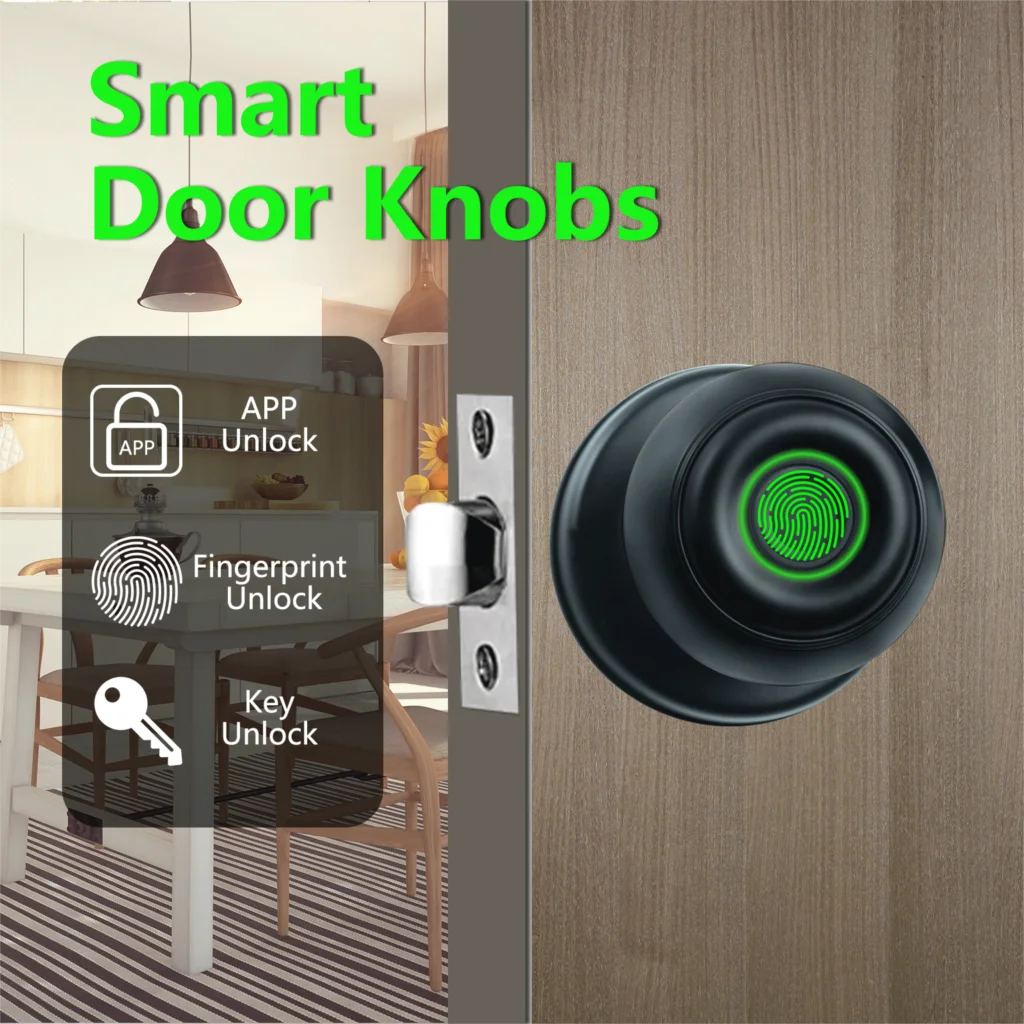 

Tuya Fingerprint doorknob intelligent lock with APP remote control bedroom office apartment room spherical lock single tongue