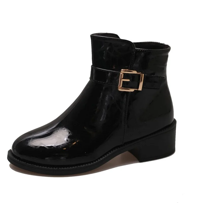 High top women's shoes with zipper buckle fashionable formal attire high top shoes comfortable mujer short boots ladies shoes