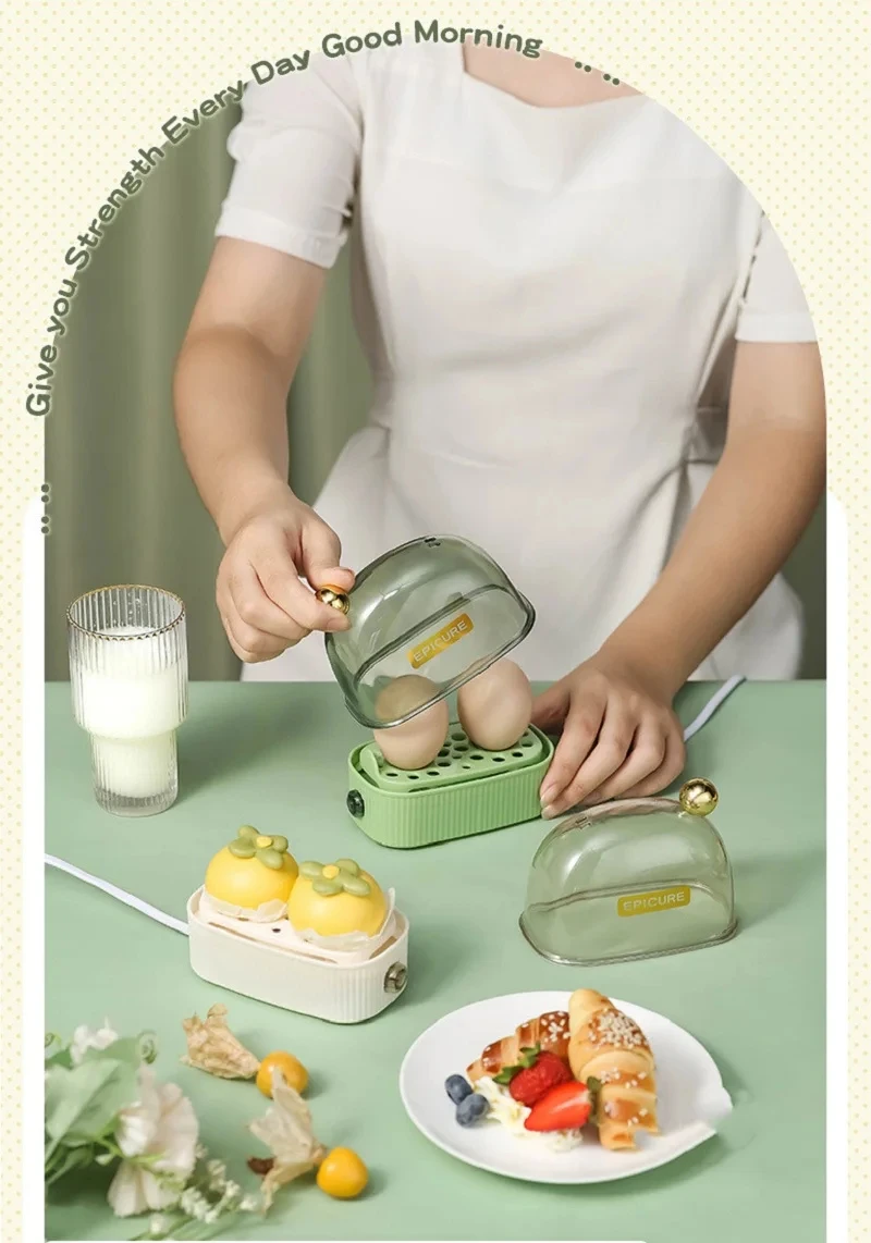 Description Picture 4 of item120W 220V Electric Egg Boiler Poacher Automatic Power Off Mini Breakfast Machine Egg Cookers 2 Eggs Portable Food Steamer