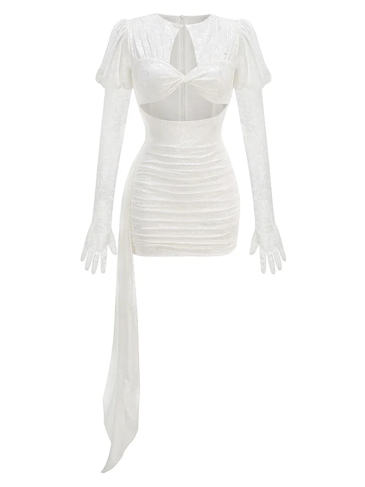 Paula Draped Gloves Mini Dress