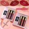 3Pcs/Set Lipgloss With Necklace Makeup Velvet Matte Liquid Lipstick Mirror Lip Gloss Waterproof Lasting Lip Stick Cosmetics Gift 1