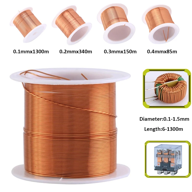 Fio de Enrolamento de Cobre Esmaltado Fio de Laca de Cobre Cabo do Ímã 0.1 mm 1.5 mm 1300m6m