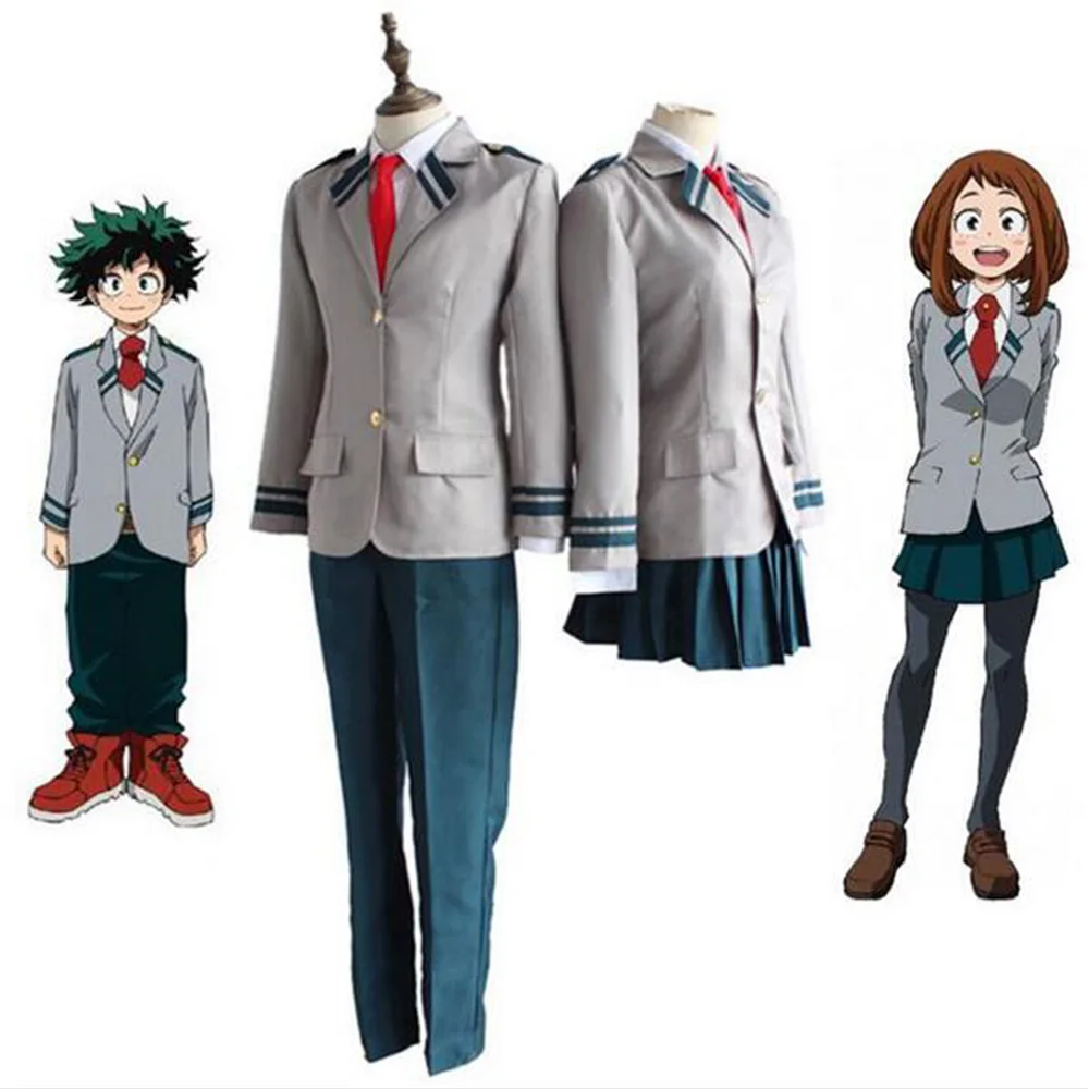 

Cosplay Anime Costumes Props Boku No Hero Academia Midoriya Izuku Jacket Dress OCHACO URARAKA High School Dress Up Uniform