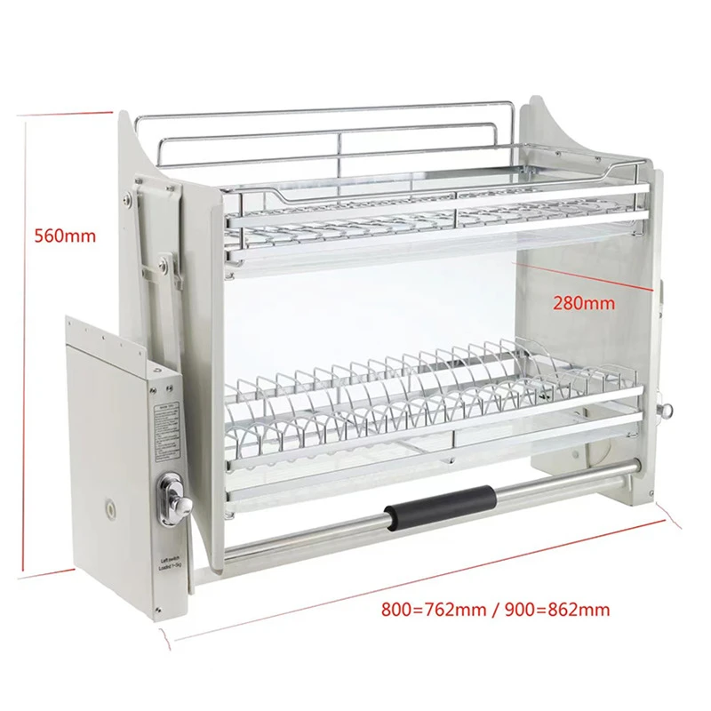

SUS304 Dish lifting pull-out kitchen pull-down stainless steel cabinet storage damping hanging cabinet pull-outs