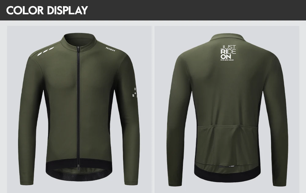 RION Herren-Radtrikots, Fahrradbekleidung, Rennrad, Profi-MTB-Trikots, winddicht, langärmelig, Shirts, UPF 50+, Anti-UV, Frühling und Herbst – Detail 16