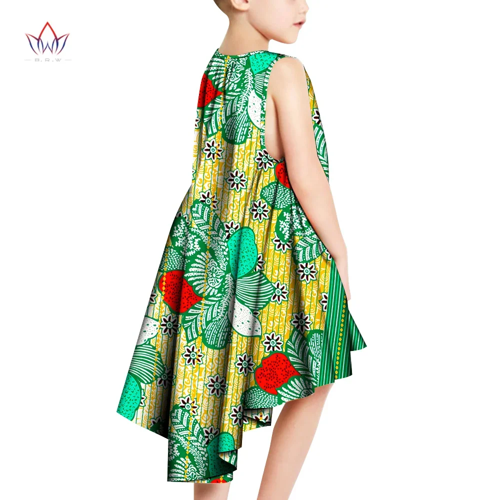 

Bintarealwax Children African Clothing Dashiki Cute O-neck Sleeveless A Line Dress Summer Traditional Ankara Clothes WYT686