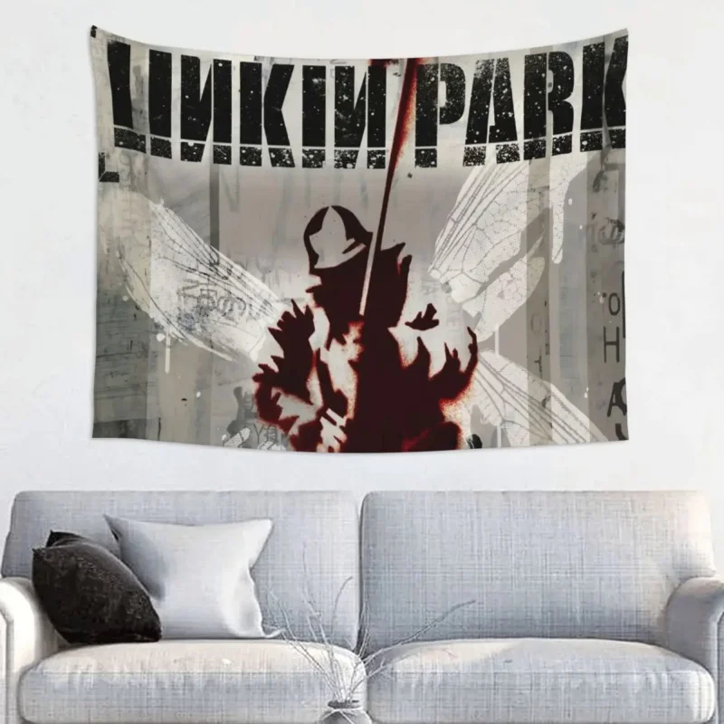 

Linkinpark Rock Music Tapestry Wall Hanging Hippie Polyester Tapestry Bohemian Wall Blanket Room Decor 95x73cm