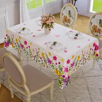 Spring Waterproof Floral Pattern Tablecloth  Kitchen Dining Table Decor Washable Table Cover Outdoor Picnic Party Wedding Decor 1