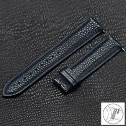 Elegant Universal Brown Genuine Leather Watch Band - Adjustable Cowhide Strap - 18mm (Blue no buckle)