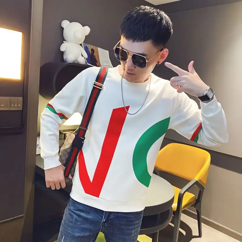 Men's hoodie Spring and Autumn New Fashion Brand Long-sleeved T-shirt Korean Style Fashionable Handsome Sweatshirt