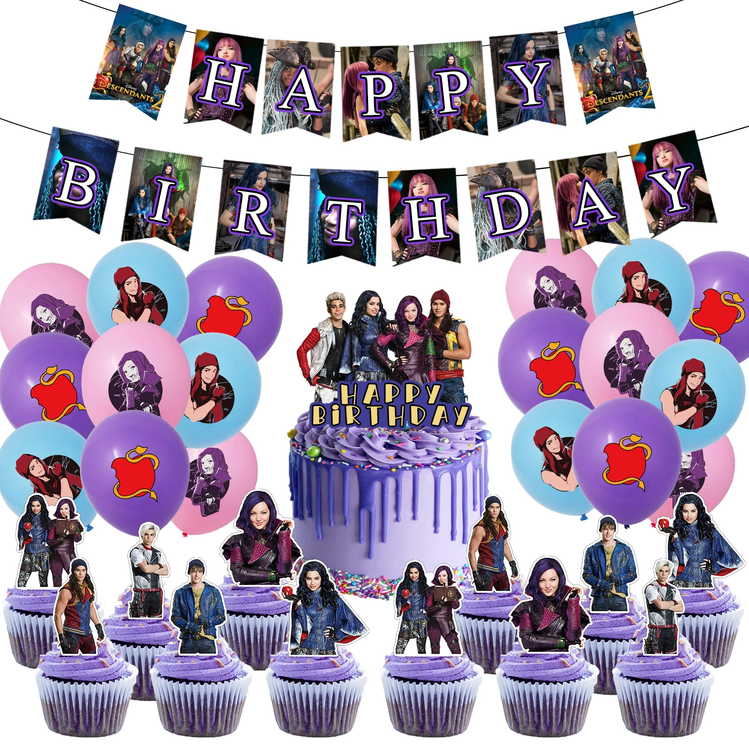 movie-descendant-theme-party-decoration-set-boy-balloon-banner-cake-toppers-birthday-party-event-supplies-party-holiday-diy-decorations-aliexpress