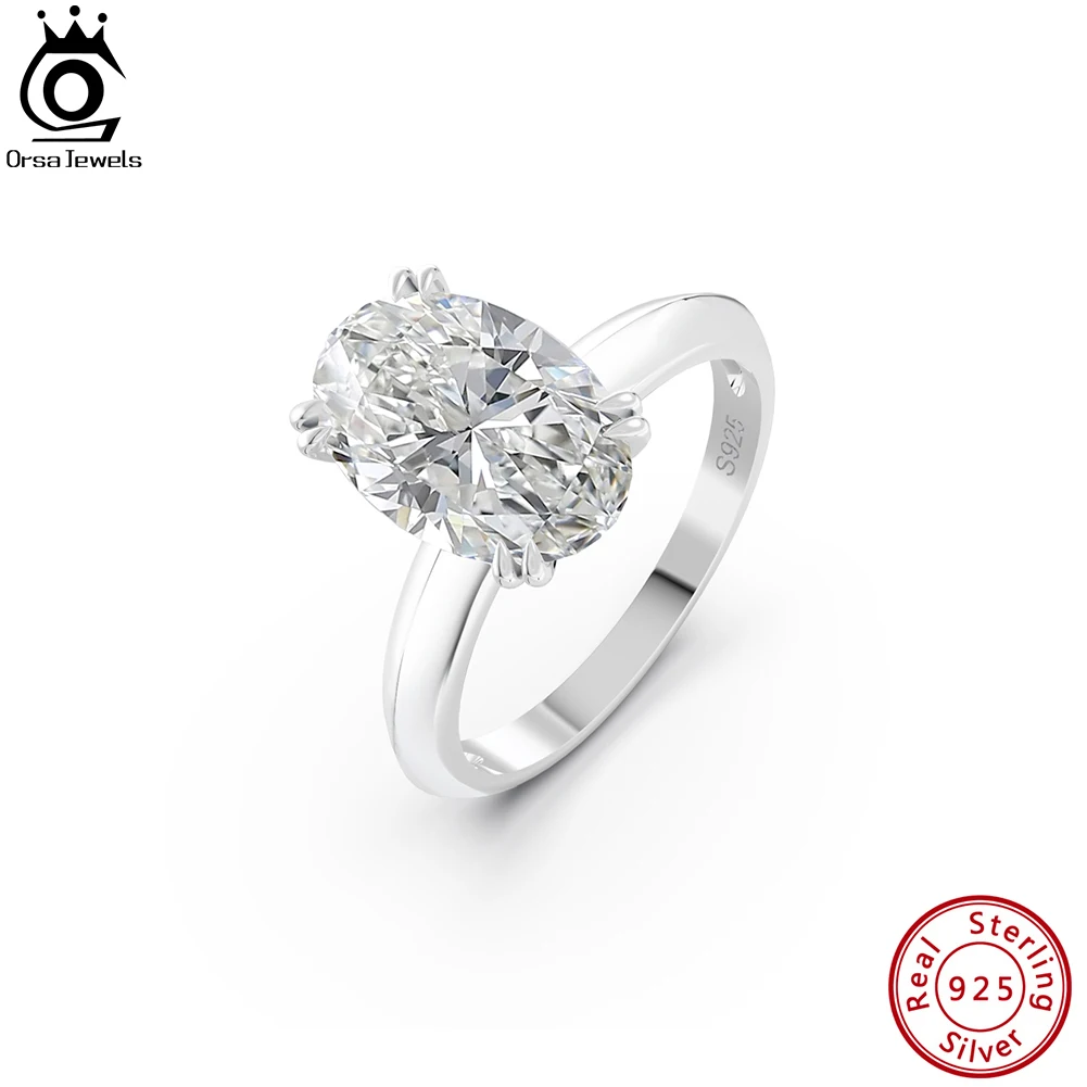 

ORSA JEWELS Oval Faux Diamond Halo Premium Cubic Zirconia Ring for Women 925 Sterling Silver Brilliant Wedding Jewelry LZR06