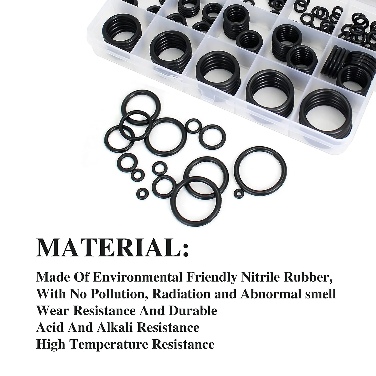 Rubber O Rings 200Pcs Rubber O-ring Gaskets Seal Ring Set Nitrile Rubber High Pressure O-Rings NBR Faucet Sealing Valve O Rings Set