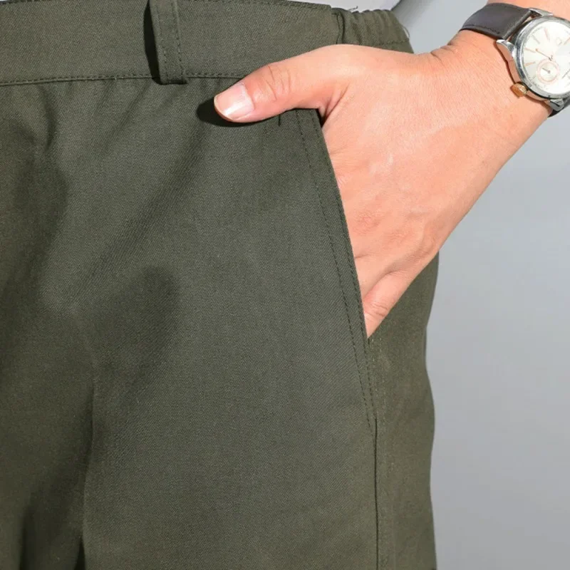 Summer Men's Overalls Thickened Wear-resistant Breathable Outdoor Tactical Overalls Solid Color Zipper Multi-pocket Casual Pants