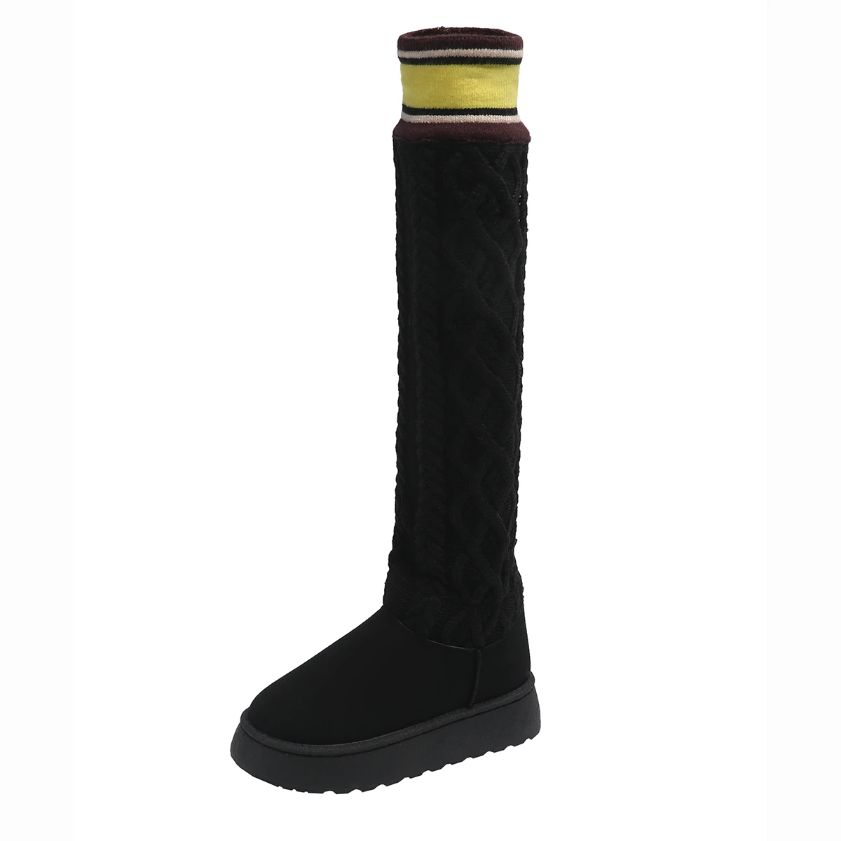 Women Boots 2024 New Fashion Mixed Knitting Socks Boots Height Increasing Thick Sole Winter Shoes for Women Leisure Snow Boots