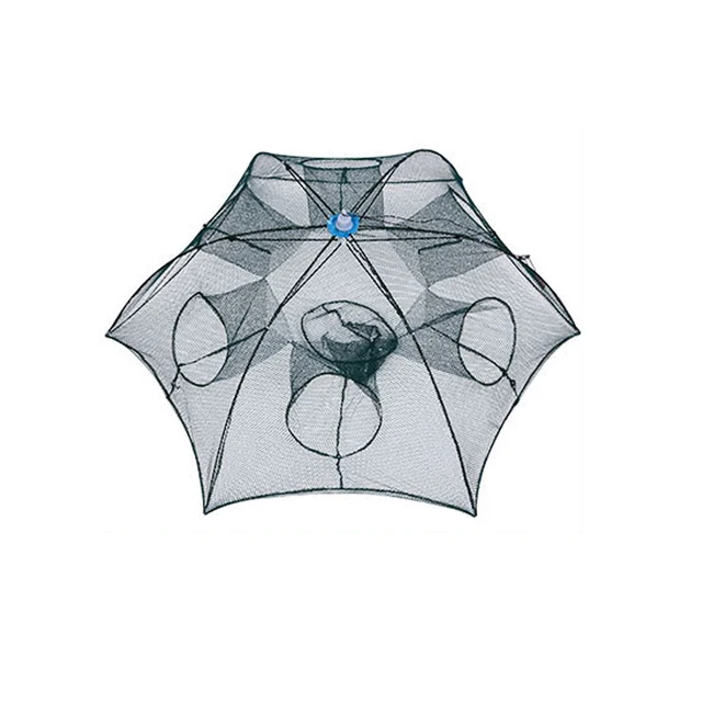 2PCS /12/16/20Hole Automatic Fishing Net Fishing Trap Portable Folding crayfish catcher Mesh Trap Cage with Ring for Fish 5