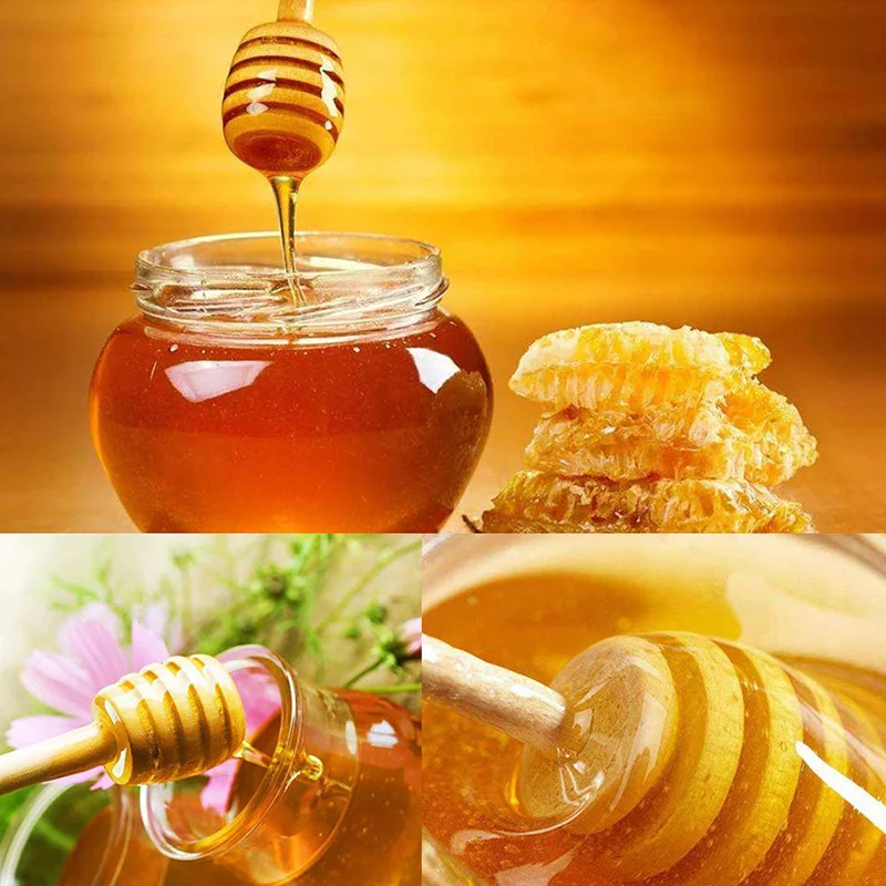 Wooden Spoon 100Pcs Mini Honey Stir Bar Mixing Handle Jar Long Stick Kitchen Supplies