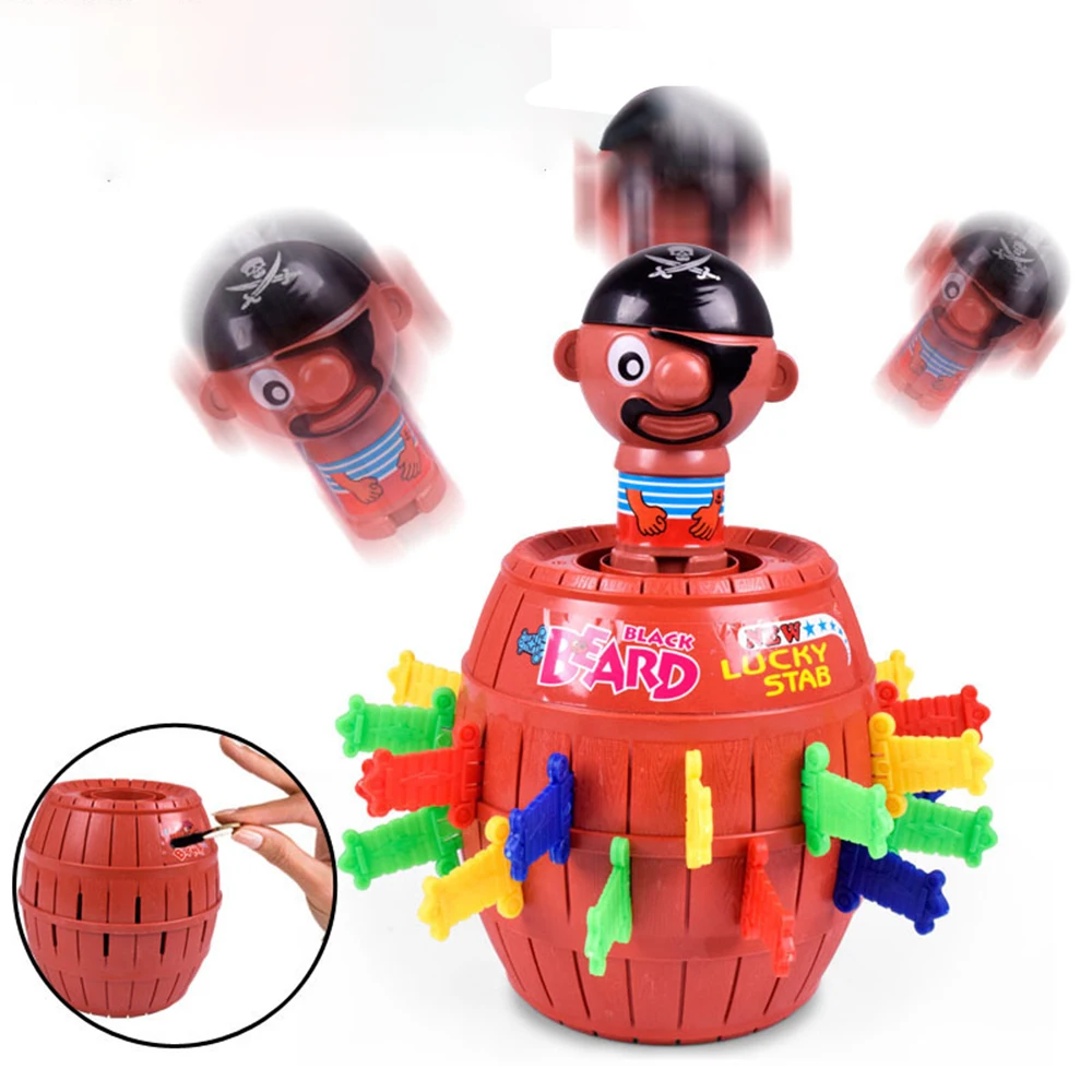 

14CM Kids Funny Guessl Toy Large Pirate Barrel Novelty Toy Classics Gaes Intelligence Game for Children Lucky Stab Pop Up Toy