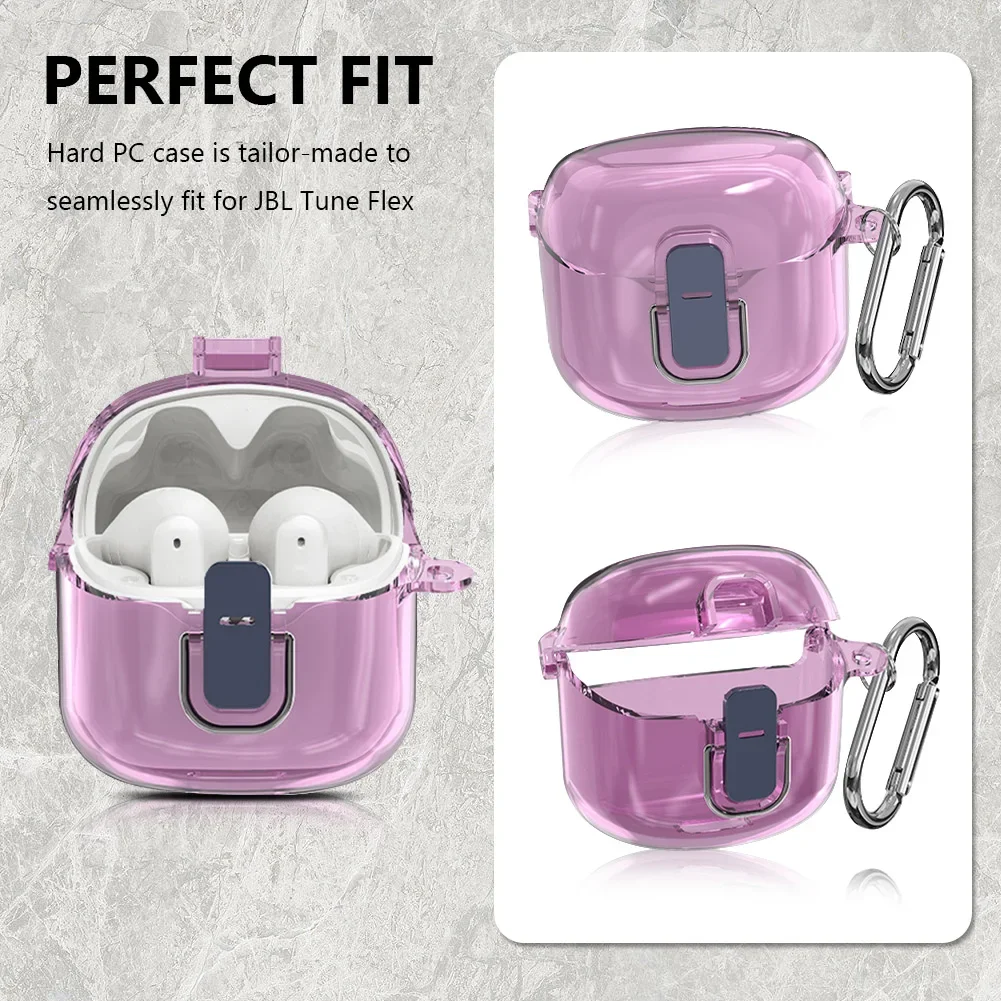 Earbuds Headphone Protective Case for JBL Tune Flex 2023 Wireless Earbuds Earphone Cases Cover Shock Resistant with Hook