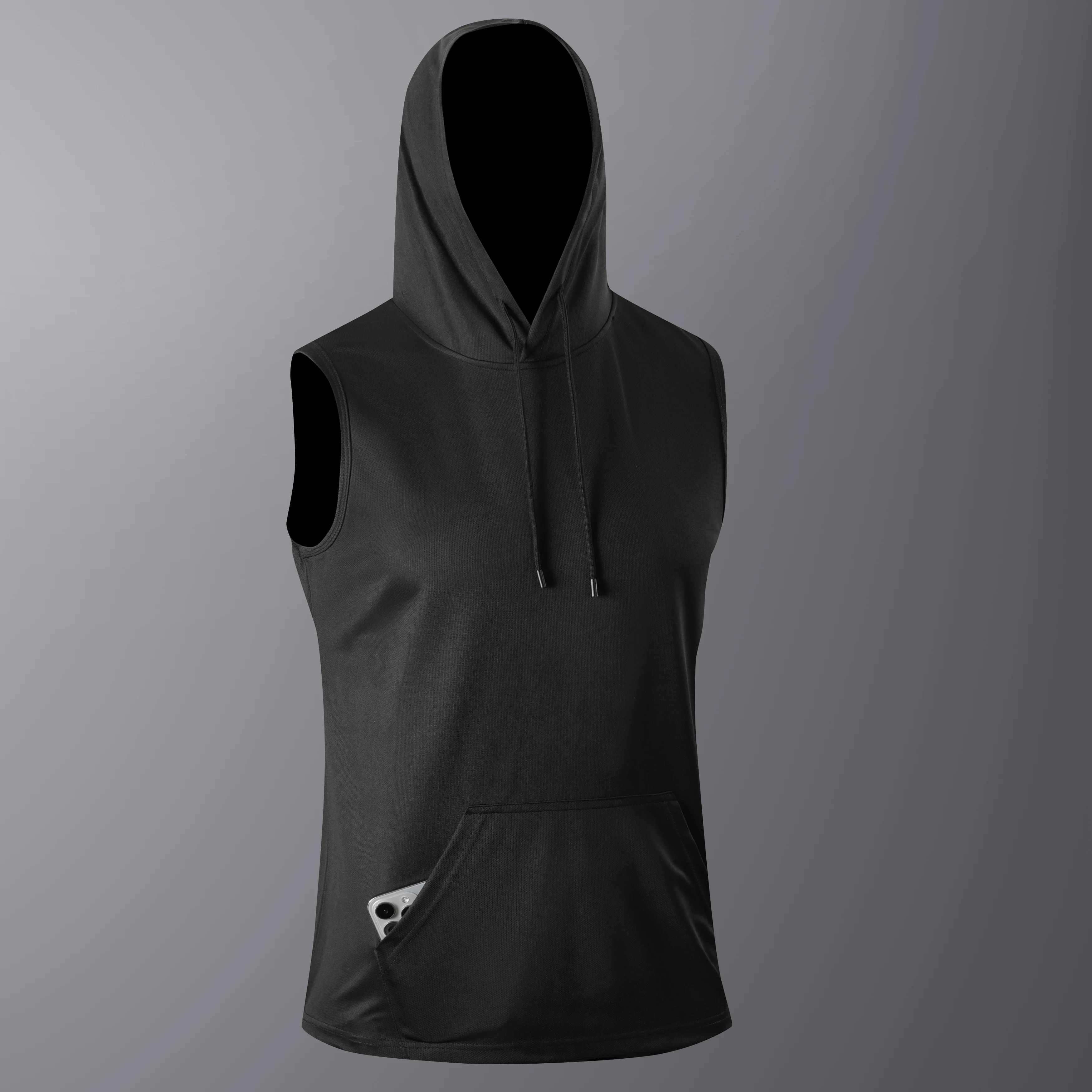 Quick-Dry Black Gym T-Shirt with Hoodie - Summer Streetwear Fashion
