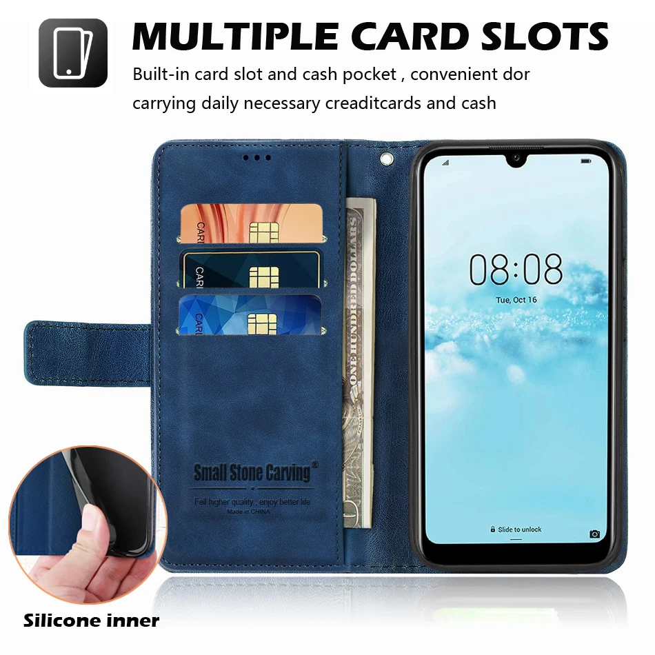 Leather Magnetic Wallet Flip Case with Card Holder