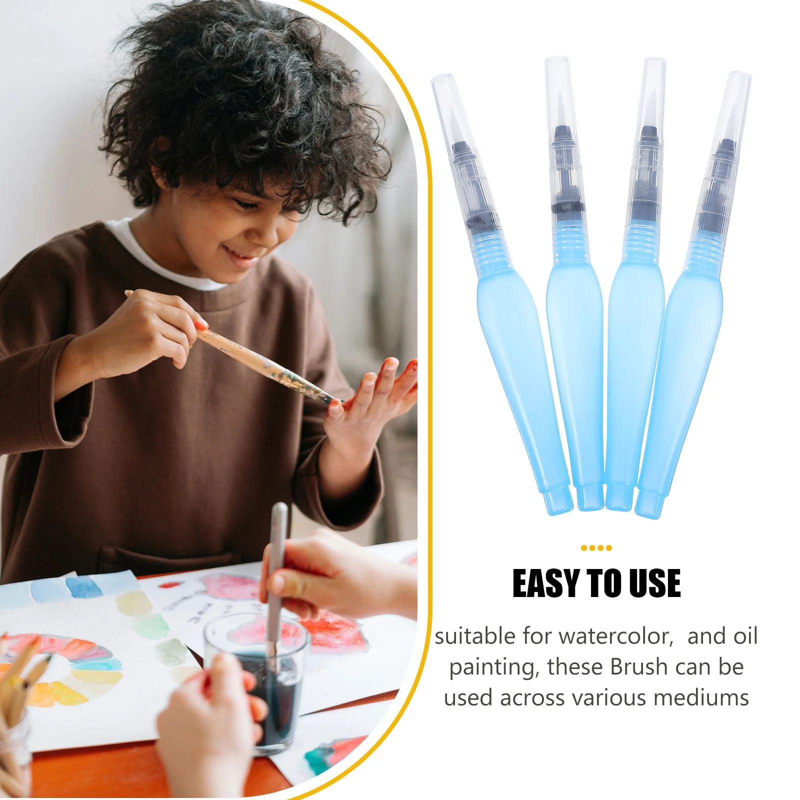 4Pcs Refillable Watercolor Brush Pens Set Portable Nylon Tip Water Soluble Paint Brushes Drawing Art Travel Craft Kid Adult