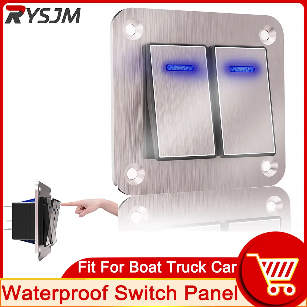 Waterproof 2 Gang LED Marine Boat Rocker Switch Panel for Boat Car