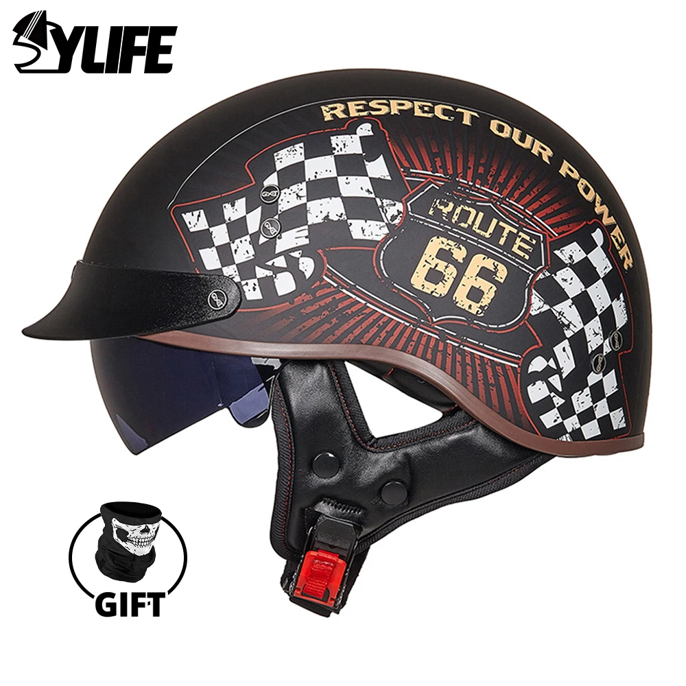 

Motorcycle Helmet Casco Moto Four Seasons Retro Motocross Half Helmet DOT Certification Moto Helmet Motorcycle Accessories