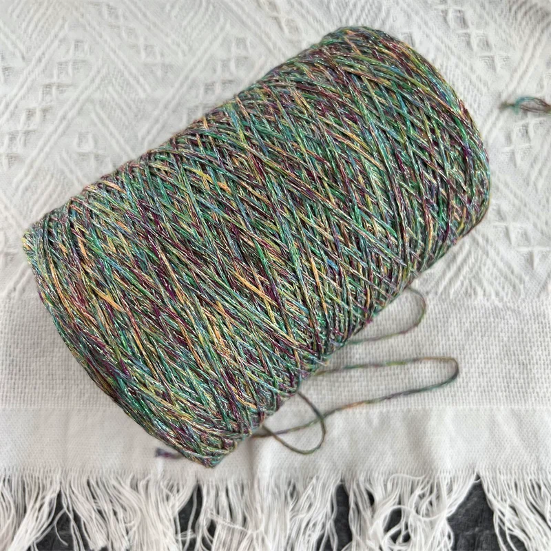 500g Unique Fancy Space Dye Gold Silver Silk Cotton Hollow Yarn Handwork Crochet Knit Metallic Yarn Thread X5599 3