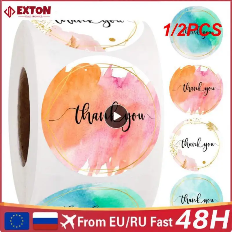 

1/2 шт. дизайнерские наклейки с цветами и надписью Thank You, круглые упаковочные этикетки для скрапбукинга, канцелярские наклейки 100-