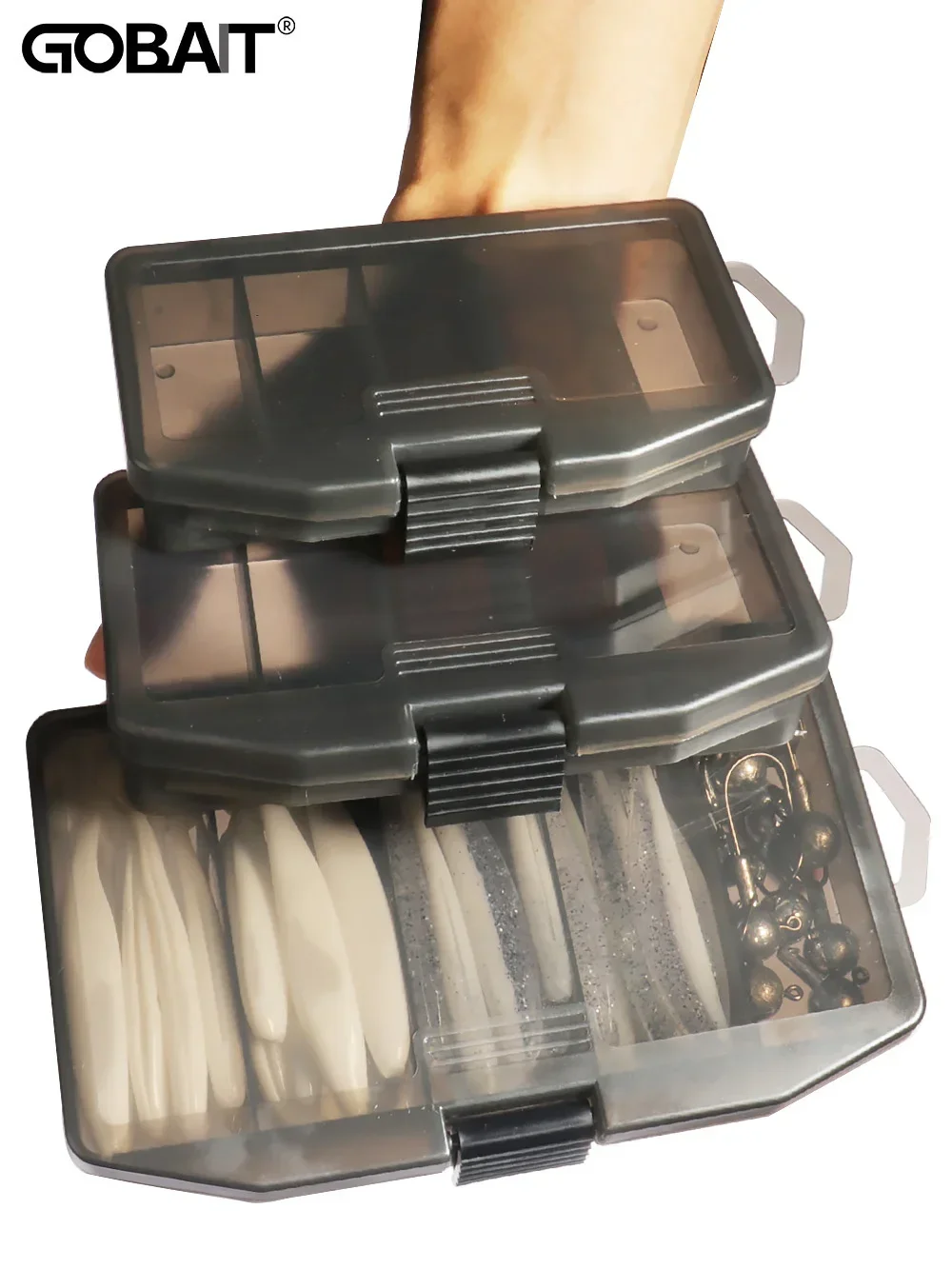 Description Picture 4 of itemFishing Tackle Box Portable 5 Compartments Space Container Bait Hook Gear Tool Assessoires Boxes Pesca S M L Holder Case Storage