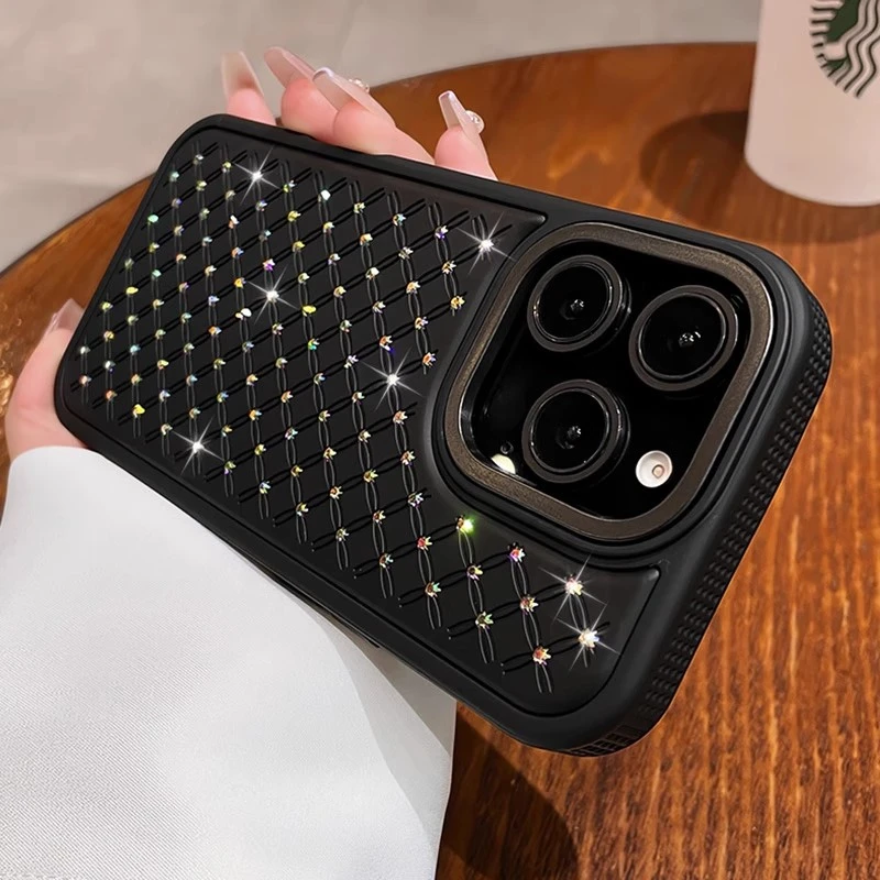 Luxe Sparkling Rhinestone Lattice Texture Silicone Case