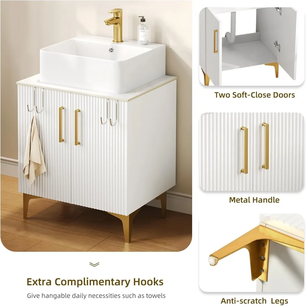 24 Inch Bathroom Vanity with Countertop Sink Combination, Modern Bathroom Storage Vanity Cabinet Set 5