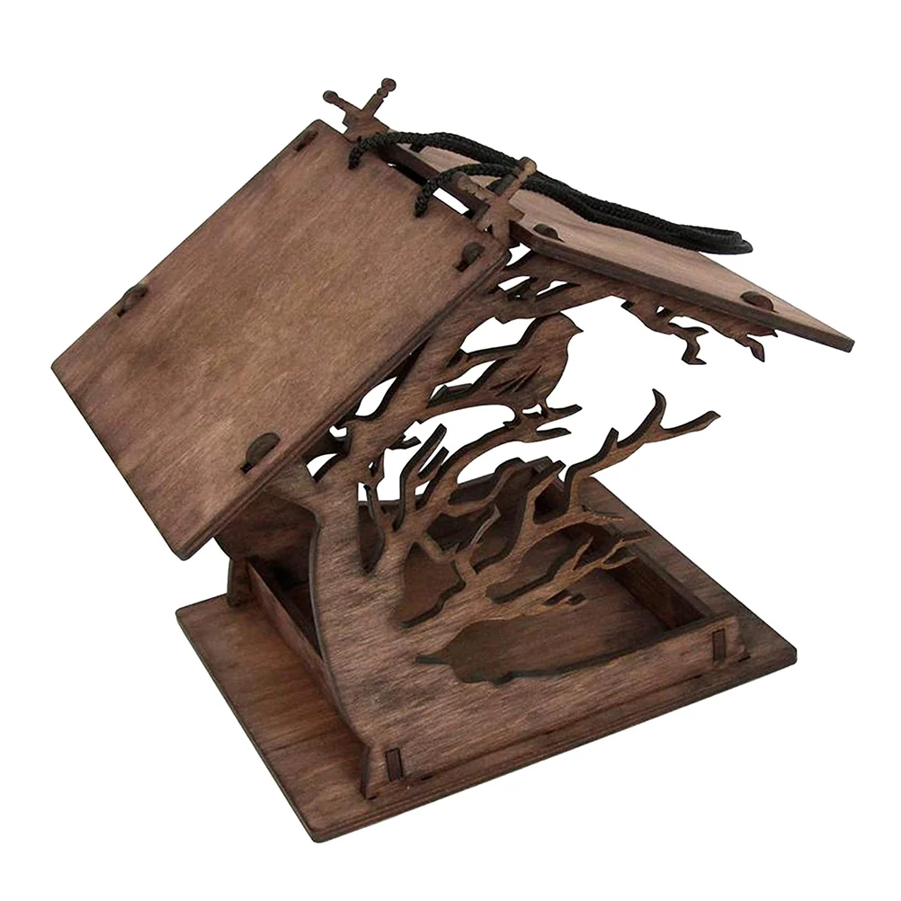 Bird Feeding House Food Container Hanging Feeder Bird's Nest Wood Garden Home