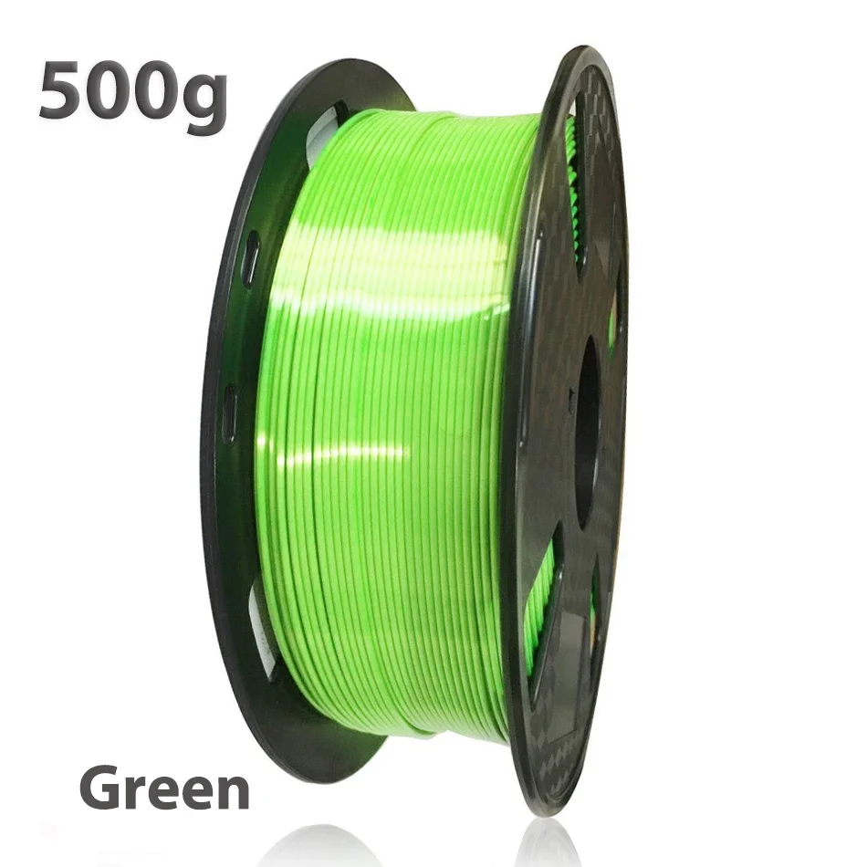 3D 프린터 실크 PLA 필라멘트, 빛나는 실크 PLA 3D 필라멘트, 녹색 PLA 인쇄 재료 와이어 진공 포장, 500g, 1.75mm