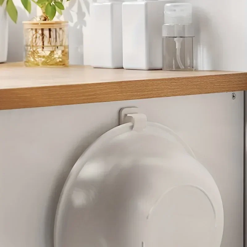 2pcs Washbasin Hooks Adhesive Hooks Storage Rack Wall-Hung Washbasin Holder Home Bathroom Kitchen Supplies