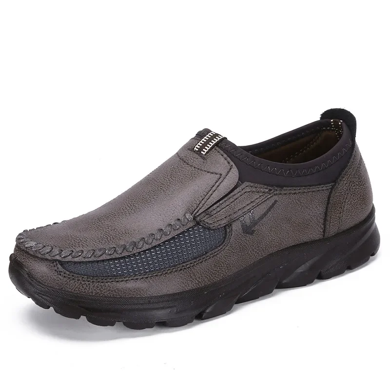 Men's Hand Stitched Loafers Breathable Casual Sneakers Retro Designer Slip on Leather Shoes Platform Moccasins Zapatillas Hombre