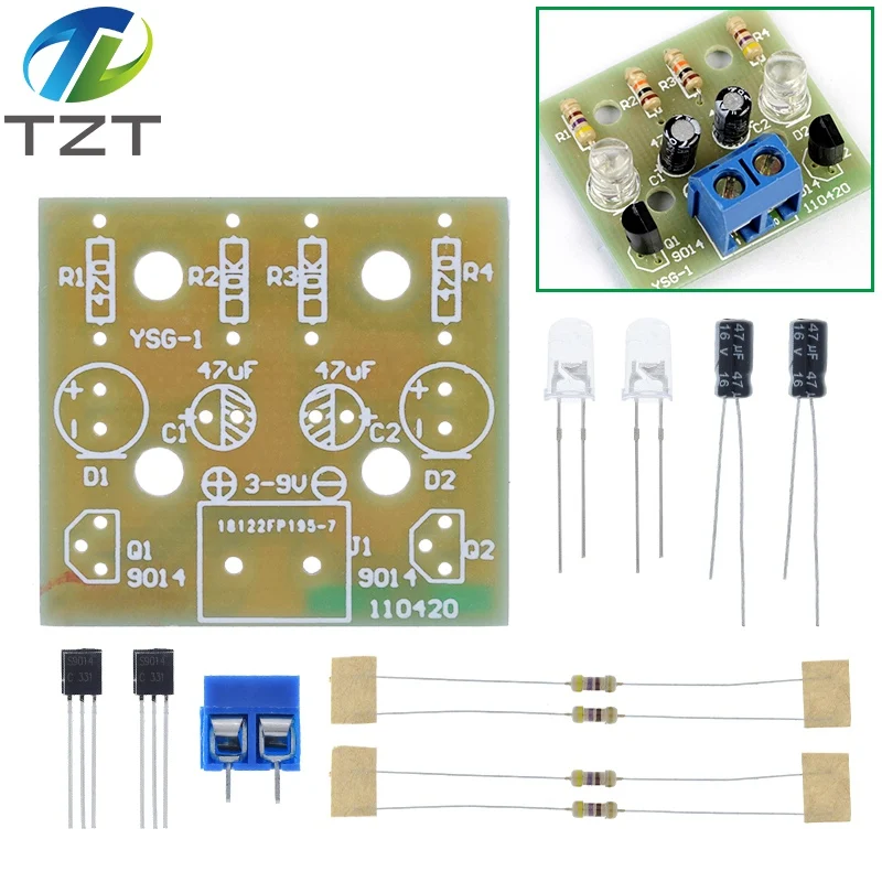 TZT Einfache LED-Blitz DIY Kits Schaltung Elektronik DIY Elektronische Suite 1,2mm Teile für Arduino Flash LED Kit Elektronische DIY Kit