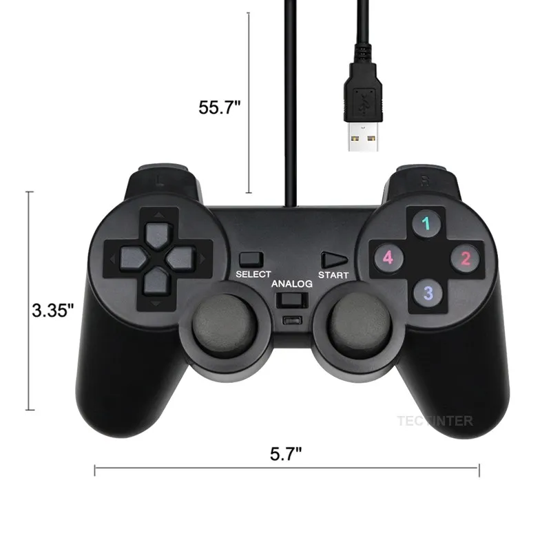 Wired USB PC Game Controller Gamepad For WinXP/Win7/8/10 Joypad For PC Windows Computer Laptop Black Game Joystick