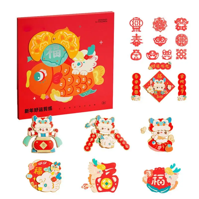 Chinese New Year Handmade Paper Cutting Kit Window Clings Paper Cut Chinese New Year Decoration For Doors Windows Mirror Bedroom