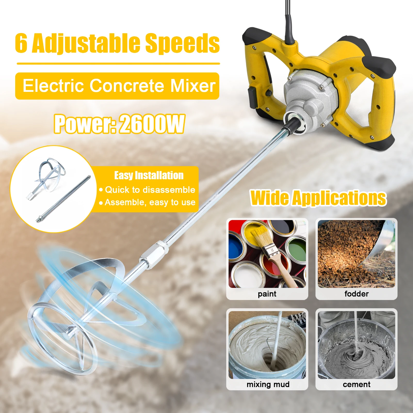 Small Cement Electric Drilling Slurry Mixer Handheld Electric Mixer - China  Hand-Held Plaster Mixing Paddle, Electric Concrete Mixer