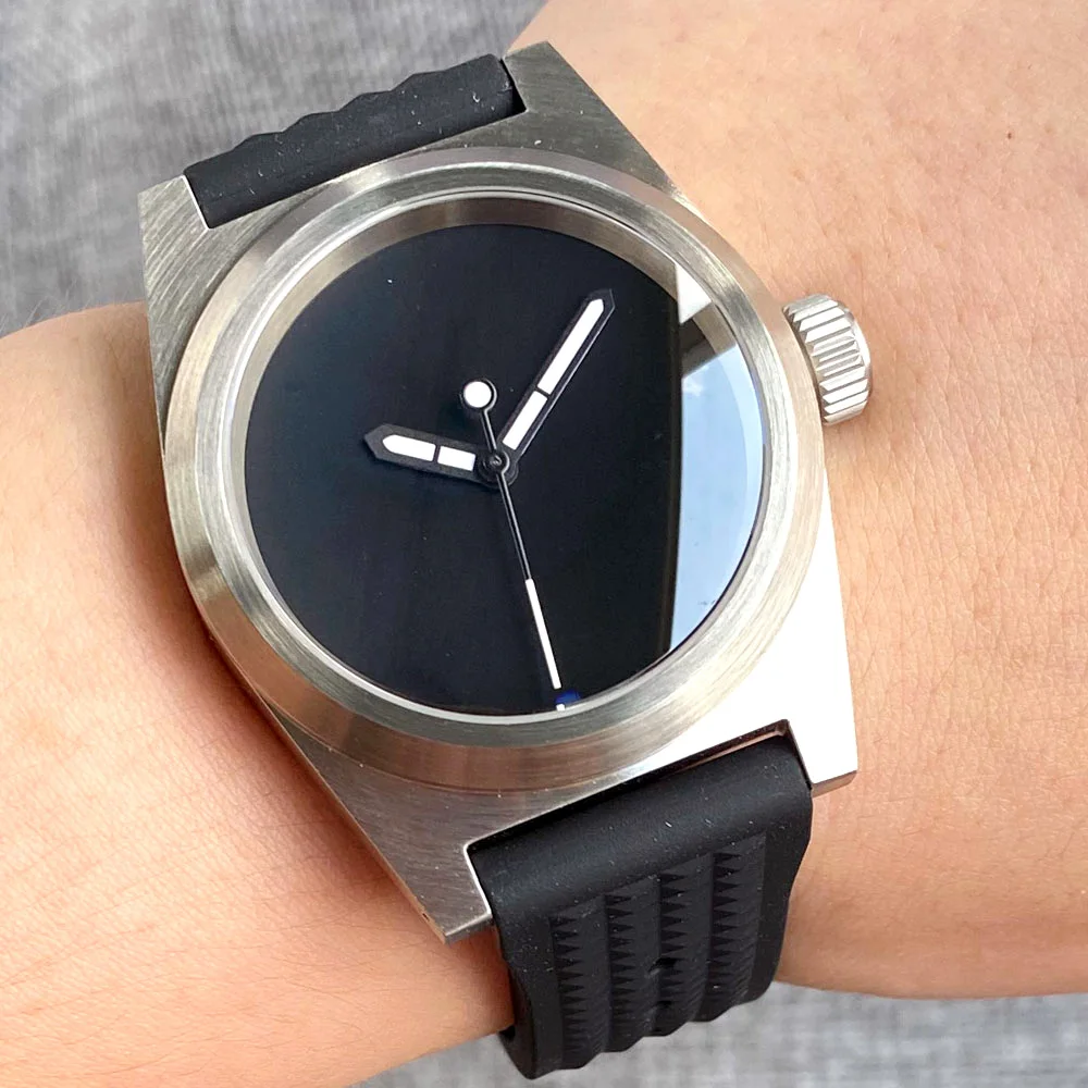 20Atm Diver Tandorio 38Mm Ar Domed Sapphire Glass Full Black Sterile Dial Nh35 Pt5000 Square Automatic Men Watch Gomma Luminosa