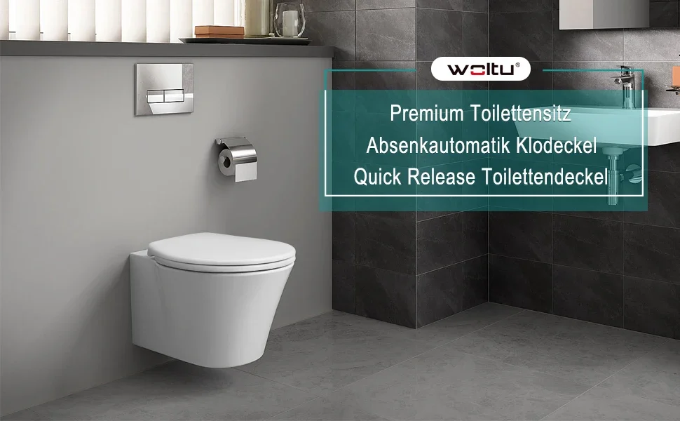 WOLTU O-förmiger Toilettensitz, schnelle Fixierung, Soft-Close-Mechanismus, Scharnier, antibakterieller Kunststoff-Toilettensitz, universelles Badezimmer-Zubehör – Detail 3