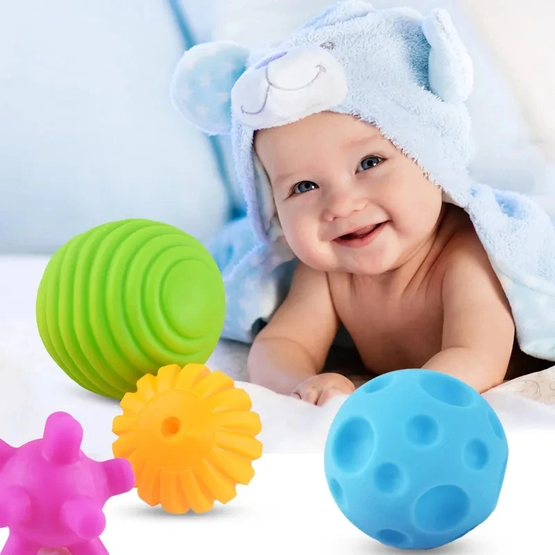 Sensory Balls for Babies Sensory Baby Crawling Toy Activity Textured Soft Bouncy Ball Rattle Montessori Toys for Babies 3+ Month 4